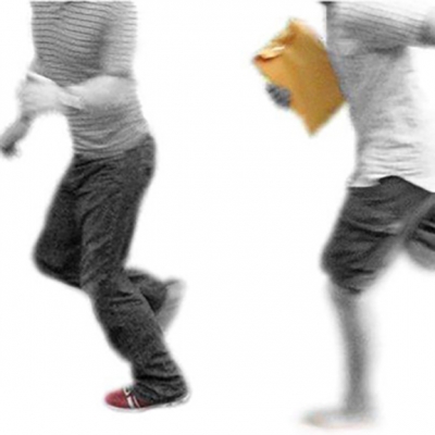 two people running