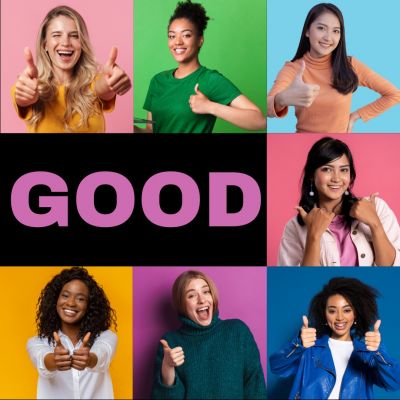 grid of people giving "thumbs up" with text that reads Good