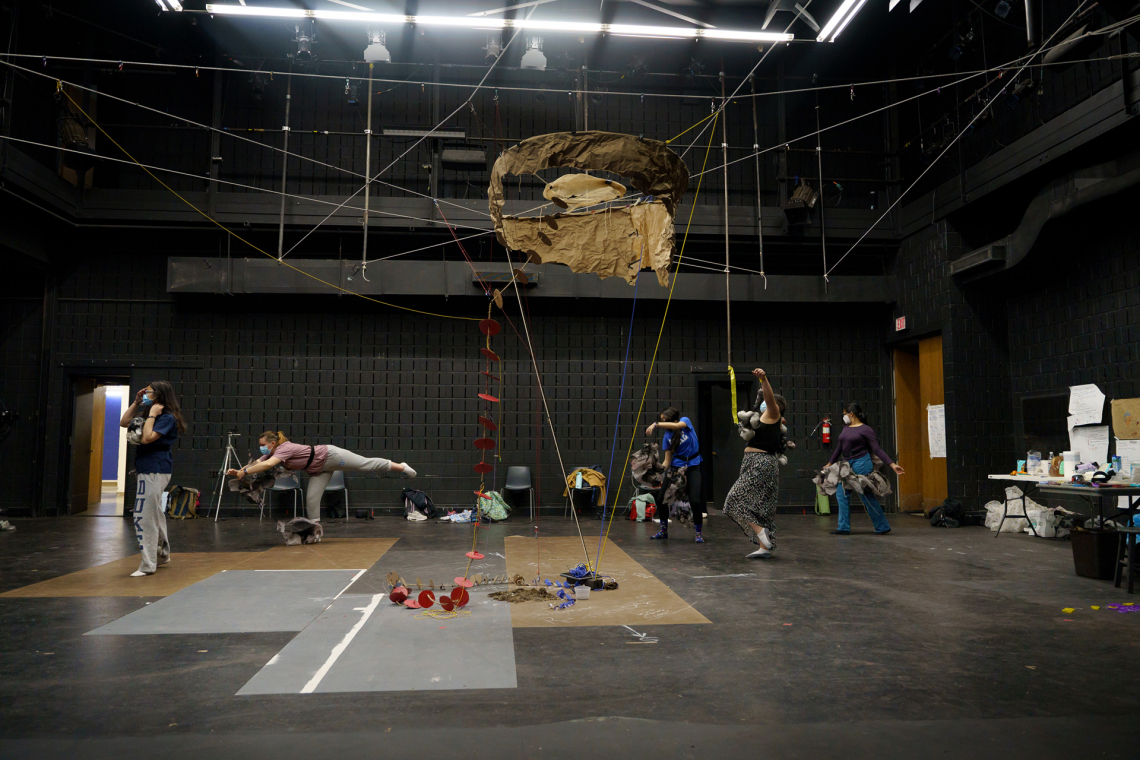 Wide view of the Soil and Spirit build space in Sheafer Theater