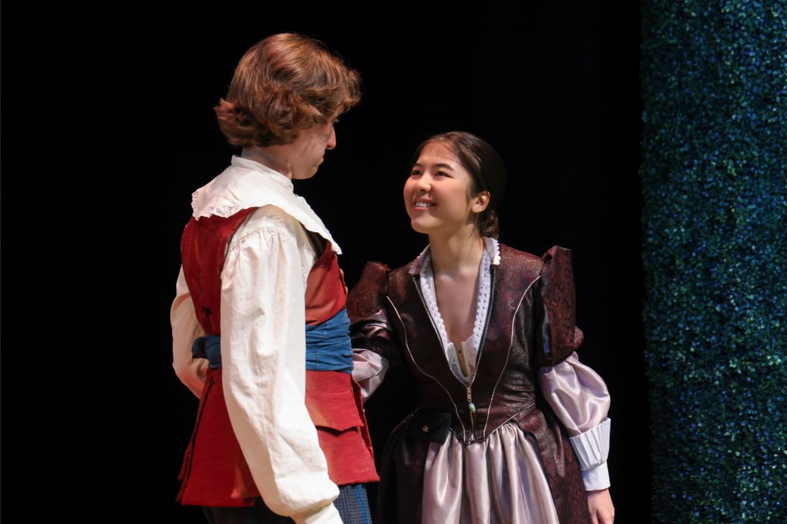 students in the liar production on stage